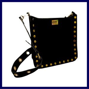 Black pleather boxy purse
